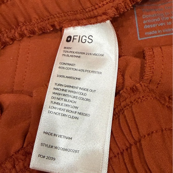 🧡 FIGS Zamora Jogger Scrub Pants Auburn Orange High Waisted Small Tall - Picture 10 of 16